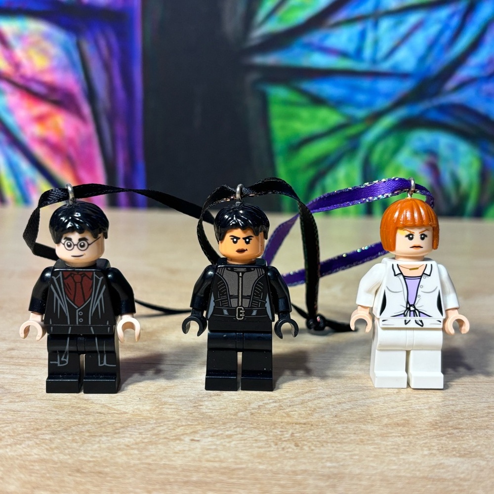 Lego Minifigure Christmas Ornament, Harry Potter, Jurassic World, Selina Kyle